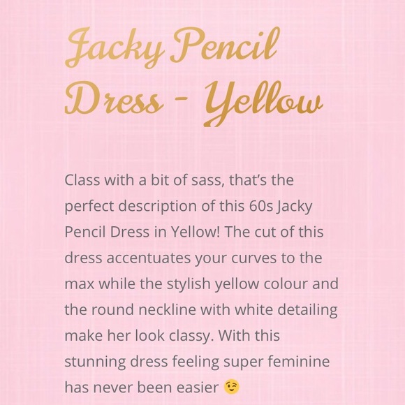 Glamour Bunny Yellow Jacky Pencil Dress XS - Picture 11 of 16